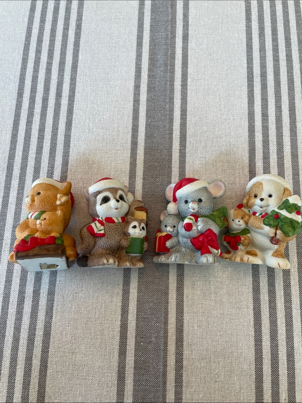 Vintage Homco Christmas Figurines Lot of 9 Holiday Animals